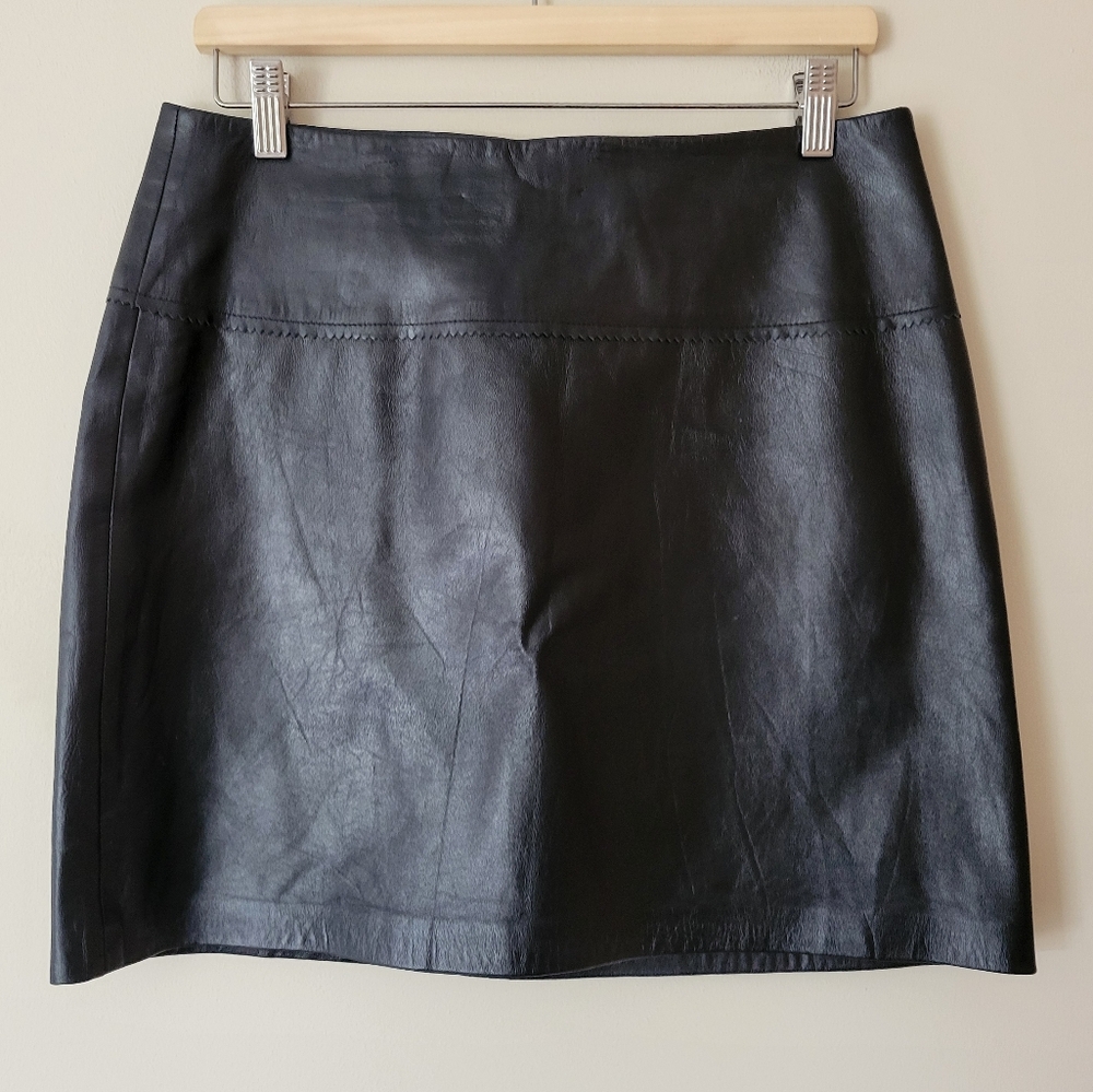 Vintage Charcoal Leather Mini Skirt